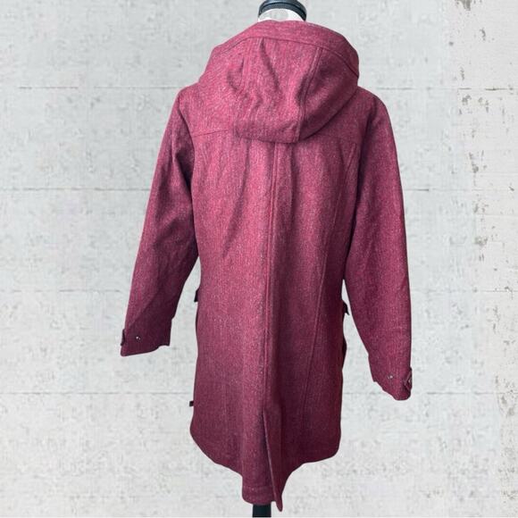 Vintage Woolrich Women’s Wool Hooded Duffle Coat Toggle Size M Red - Picture 6 of 16
